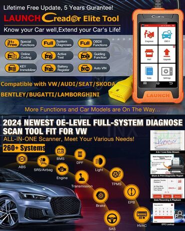 Alati za automobile: Ovo - LAUNCH X431 Creader Elite za Audi, VW, Skoda, Seat, Bentley — 5