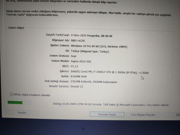 Аксессуары для ПК: Acer Aspire A515-55G noutbuku Texniki göstəricilər: - Sistem