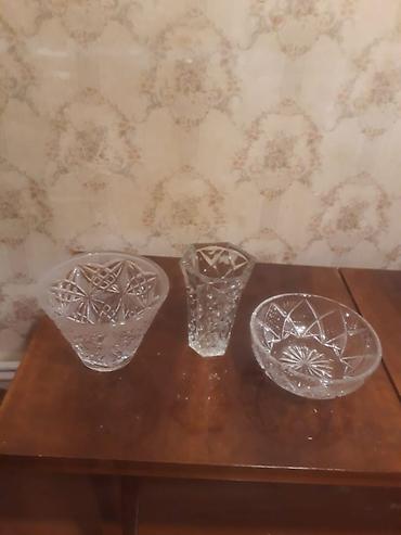 kreditle plastik qapi pencere: Kəsimli şüşə qab dəsti - 3 parçadan ibarət: 2 ədəd qab (fərqli — 1