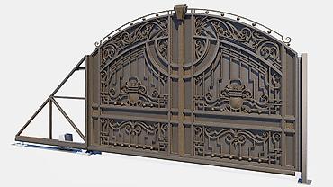 Распашные ворота: Современные уличные ворота и калитки из металлических панелей - Тип — 8