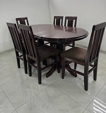 Setovi stolova i stolica: Komplet sto + 6 stolice=378eDrveni trpezarijski set – sto sa 6 stolica — 1