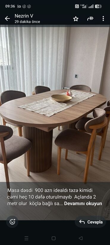 Sifarişlə salon termolari: Masa dəsdi 900 azn idealdı təzə kimidi cəmi heç 10 dəfə oturulmayıb