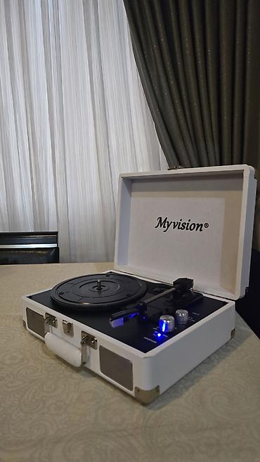 patefon: Myvision portativ vinil pleyer – çamadan tipli dizayn, ağ korpus — 3