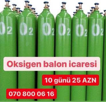 Медицинское оборудование: Oksigen balon ve redaktorlarin icaresi satişi . 40 ve 10 litrlik içi