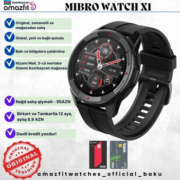 xiaomi mi 11 qiymet: Xiami Mibro X1 smart saat, nağd satış 95azn. Birkart yaxud Tamkartla