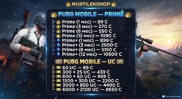 PUBG Mobile — подписки Prime/Prime+ и UC Доступны варианты: - Prime