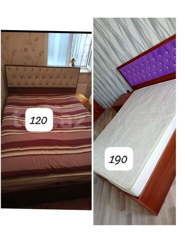 Кровати: Б/у, Двуспальная кровать, Без подьемного механизма, С матрасом, Без выдвижных ящиков