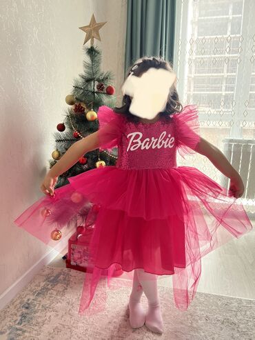 школьный бантик: Детское платье, цвет - Розовый, Новый