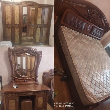 Мебель для дома: Двуспальная кровать, Шкаф, Трюмо, 2 тумбы, Б/у