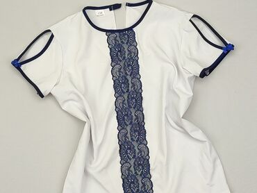 biała bluzka dla dziewczynki z krótkim rękawem: Bluzka, 9 lat, 128-134 cm, stan - Dobry