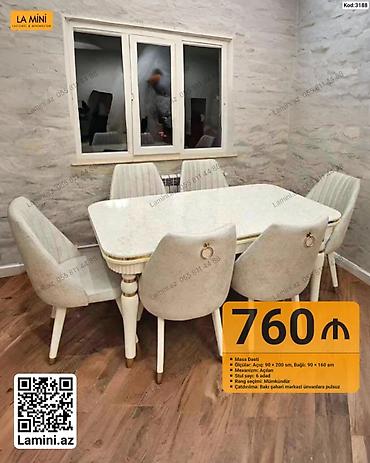 Ev və bağ: Masa dəsti – La Mini - Tərkibi: 1 açılan masa + 6 ədəd stul - Masa — 1