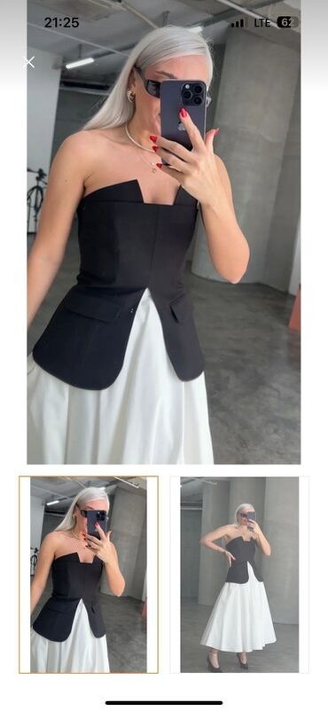 халаты для келинок: Qara strapless korset - Rəng: qara - Üst hissə: düz, strapless korset