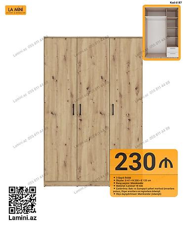 Ev və bağ: 3 qapılı geyim dolabı – Kod: 6187 - Ölçülər: D 47 × H 200 × E 120 sm — 1