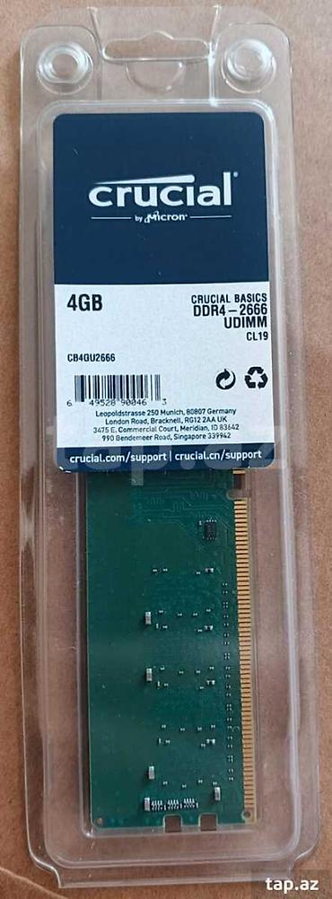 ram 16gb ddr4: Operativ yaddaş (RAM) Crucial, 4 GB, 2666 Mhz, DDR4, PC üçün, Yeni — 1