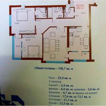 Продажа квартир: 3 комнаты, 108 м², Элитка, 9 этаж