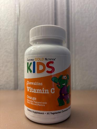 c vitamini tablet: California Gold Nutrition KIDS – çeynənən Vitamin C (portağal dadlı) — 1