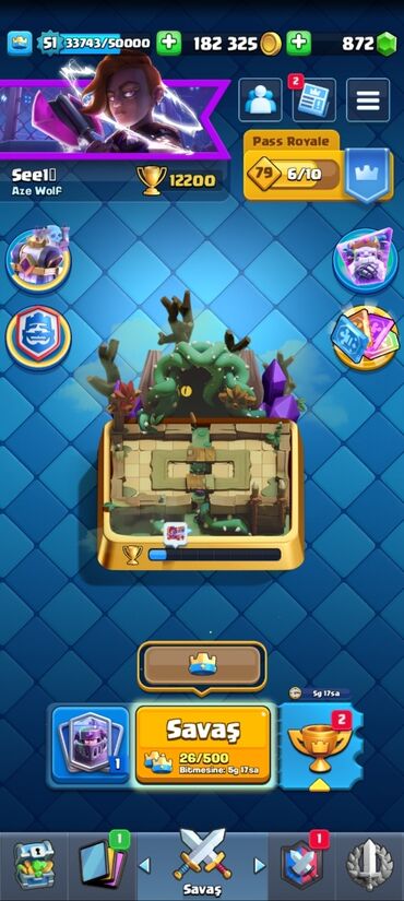 gumuş qaşıq alıram: Clash Royale hesabı - Kral səviyyəsi: 51 - Kasa: 182 325 qızıl, 872
