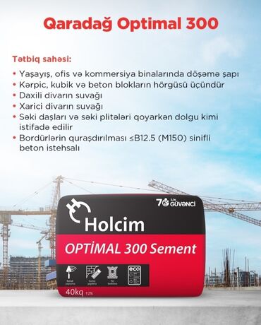 Sement: Holcim Sement, M-400, A-klass, Kredit var, Pulsuz çatdırılma — 3