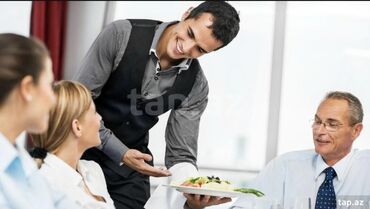 Tikinti ixtisasları: Ofisiant tələb olunur, Restoran, Həftəlik ödəniş, İstənilən yaş, 3-5 illik təcrübə