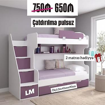 Uşaq mebeli: Uşaq üçün ikimərtəbəli çarpayı dəsti - Qiymət: 650₼ (əvvəl 750₼) - — 1
