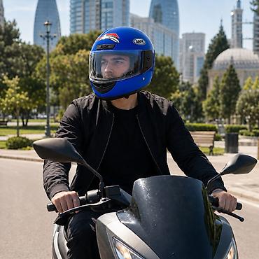 Moto geyim: №: 10239 Məhsulun adı: Motosiklet dəbilqəsi – Göy rəng Brend: SAFE — 2