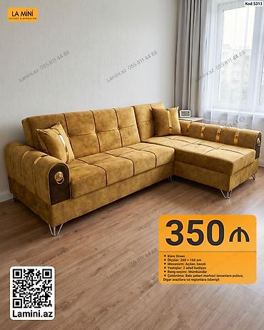 Mebel: Künc divan – La Mini - Ölçülər: 260 × 160 sm - Mexanizm: açılan — 1