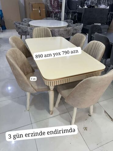 Divanlar: Qonaq otağı üçün, Yeni, Açılan, Dördbucaq masa, 6 stul