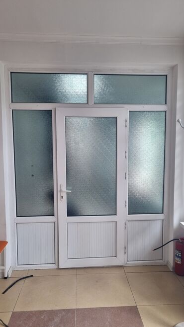 алюмин окно: Стеклянная дверь, Пластик, Б/у, 205 *262, Самовывоз