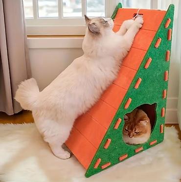 мака: Игровой домик-лежанка для кошек с наклонной рампой - Треугольная — 4