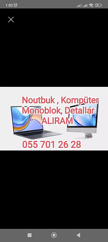kompüter alıram: 🔸Kompüter 🔸Noutbuk 🔸Monoblok🔸 Monitor🔸 Video Kart🔸Kompüter — 1