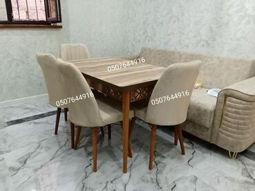 Masa və oturacaq dəstləri: Mətbəx üçün, Yeni, Açılan, Dördbucaq masa, 6 stul — 4
