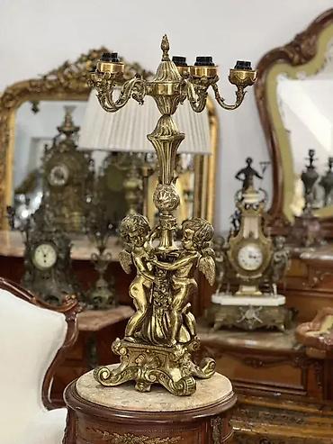 sat: Lampa sa andjelima PUN MESING (visina 88cm) Lampa od mesinga teska oko — 6
