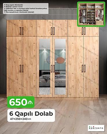 Dolablar: 6 qapılı paltar dolabı – 47×250×240 sm - Material: 18 mm laminat - Ön — 1