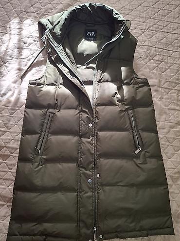 lidl zebra: ZARA dugačak puf prsluk sa kapuljačom - Brend: ZARA - Veličina: XS — 1