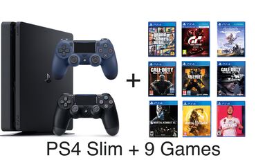 ps4 icare: PS4 Slim + 2 DualShok, GTA 5, Gran Turismo, Call of Duty Black ops 3