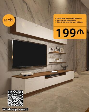 продажа мебели бу: Düz TV altlığı, Polkalı, Laminat