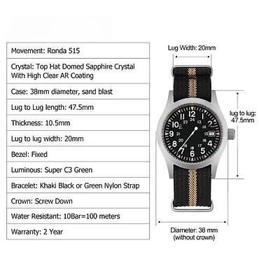 Ručni satovi: Militado ML05 - Ronda 515 - Zelena Potpuno NOV sat Militado ML05 - — 5