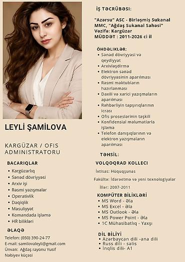 anbar işi vakansiya: Xidmət: Kargüzar / Ofis administratoru Peşə profilı: - Sənəd — 1