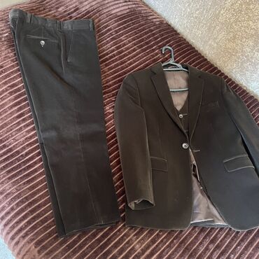 tek pencek: Korduroy usaq kostyumu – 3 hissəli dəst - Rəng: tünd qəhvəyi - Parça