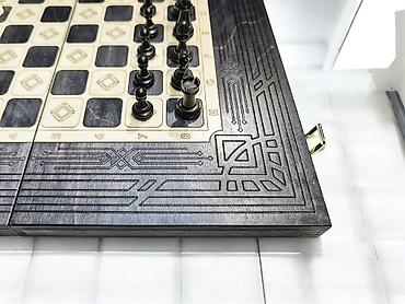 очки ии: Набор 3-в-1: складная деревянная доска для шахмат, шашек и нард - — 8