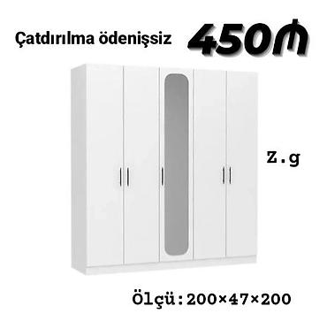 rengli: Ağ rəngdə 5 qapılı paltar şkafı - Ölçü: 200 × 47 × 200 sm - — 1