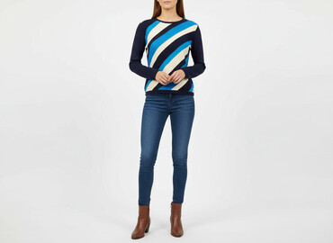 w paski bluzka w paski świat: Women's blouse, size L