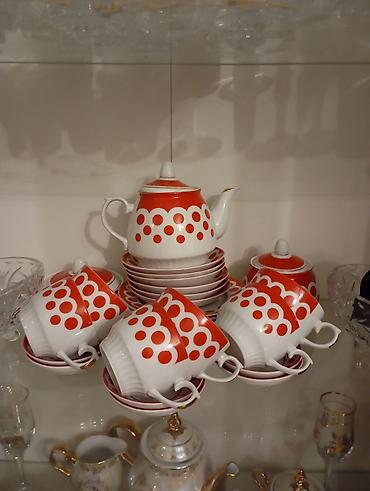 cay termosu: Çay dəsti, rəng - Qırmızı, Farfor — 1