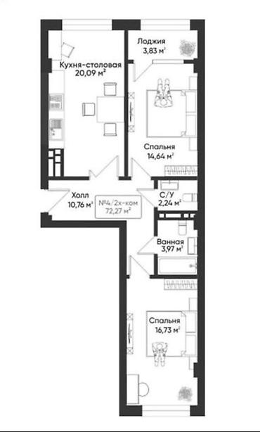 2 комнаты, 72 м², Тунгуч мкр Элитка, 9 этаж, ПСО (под самоотделку) at lalafo.kg 2 комнаты, 72 м², Тунгуч мкр Элитка, 9 этаж, ПСО (под самоотделку)