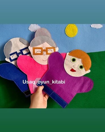 usag oturacagi: Əl kuklaları, müxtəlif personajları əhatə edir. Kuklalar yumşaq