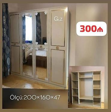 skaf islenmis: Yeni, 4 qapılı, Güzgülü, Bej, Açılan, Düz dolab — 1