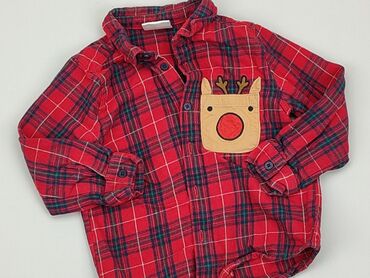 shein topy z długim rękawem: Koszula 1.5-2 lat, stan - Bardzo dobry, wzór - Kratka, kolor - Czerwony