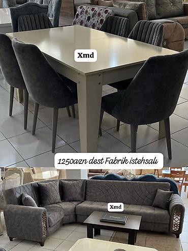 Masa və oturacaq dəstləri: Masa və 6 stul dəsti – Xmd • Komplekt: 1 yemək masası + 6 ədəd stul — 191