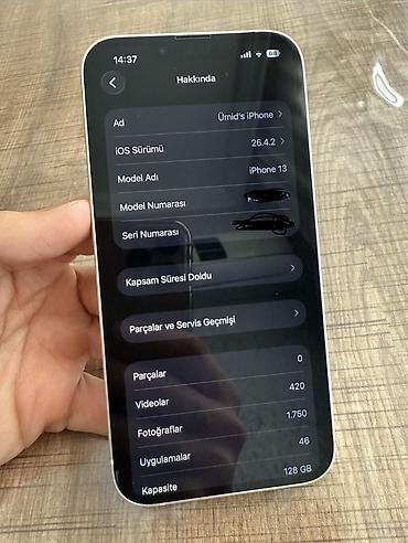iphone ile barter: IPhone 13, 128 GB, Ağ, Face ID — 9