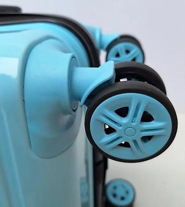 Rančevi, torbe i koferi: Dečji kofer na točkiće – plavi sa motivom dinosaurusa - Tvrda školjka — 4